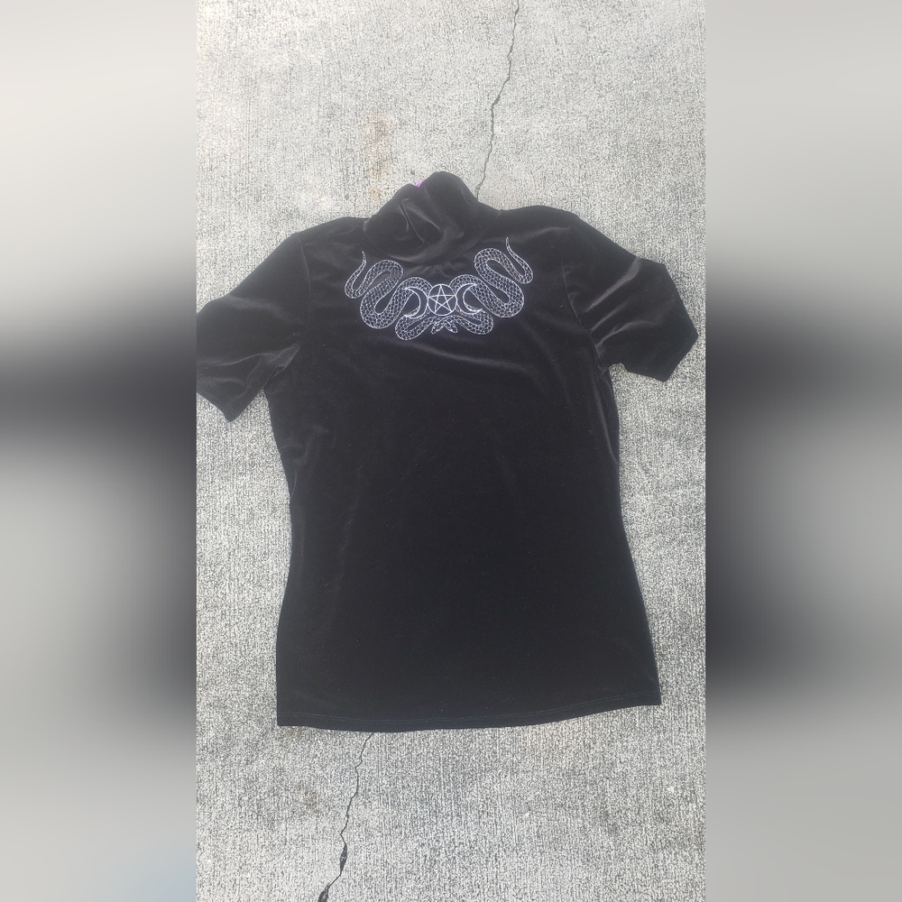 The Craft Black Velvet Embroidered Top
